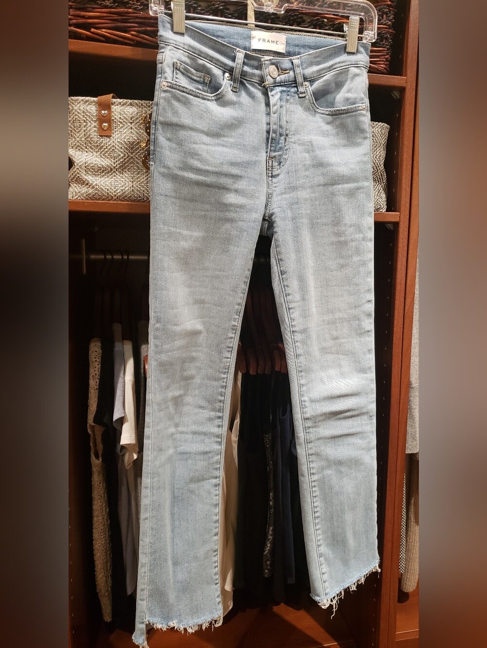 Frame Skinny Jeans with Frayed Hem Size 24